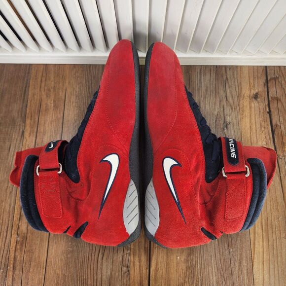 VTG Nike Air Drive Pro S Racing Compound Mens Sz 9 Red Suede Pit Crew Shoes Cars - Picture 5 of 9